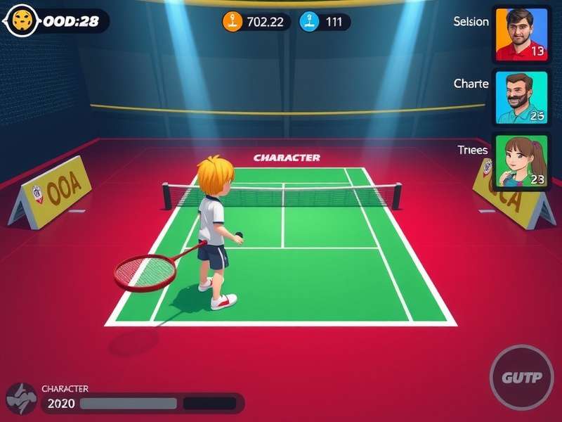 Shuttle Showdown gameplay screenshot showing badminton court and character